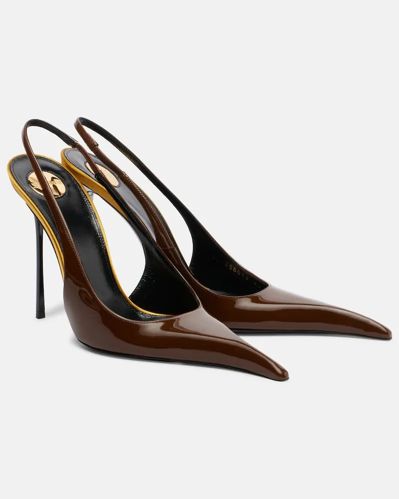 Saint Laurent Slingback-Pumps Amalia 110 aus Lackleder Braun