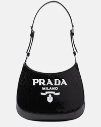 Prada Verzierte Schultertasche Cleo Small Schwarz