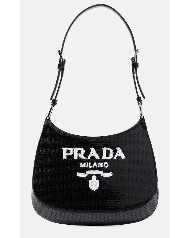Prada Verzierte Schultertasche Cleo Small Schwarz