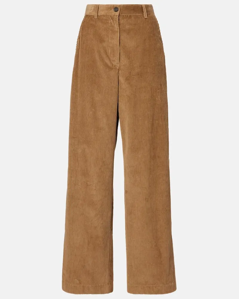 Miu Miu Weite Hose aus Baumwoll-Cord Beige