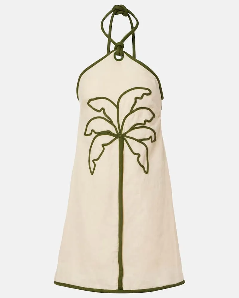 FARM Rio Bedrucktes Minikleid aus Leinen Beige