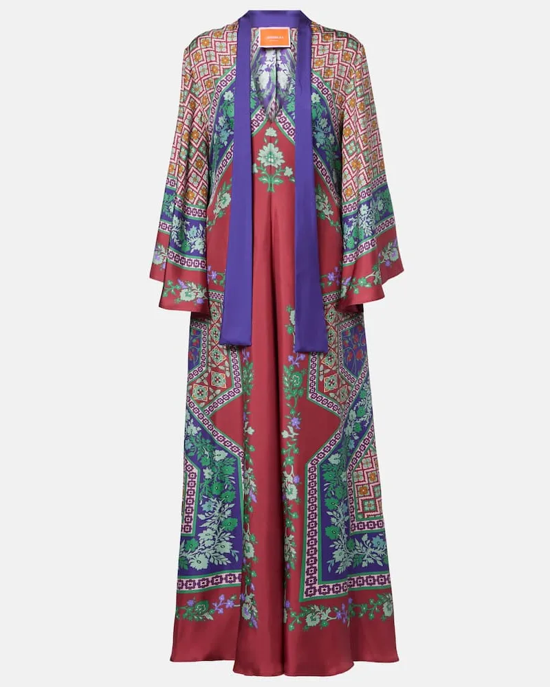 La DoubleJ Bedrucktes Maxikleid Magnifico aus Seide Multicolor
