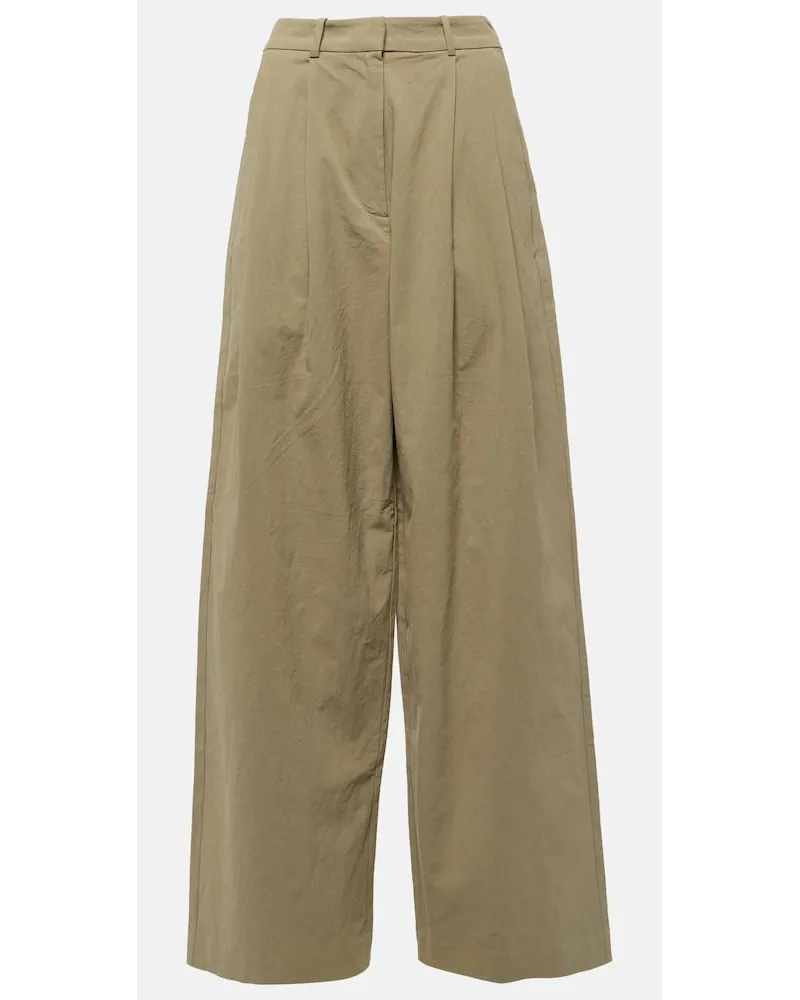 Proenza Schouler White Label Weite Hose Helena aus Baumwolle und Leinen Beige