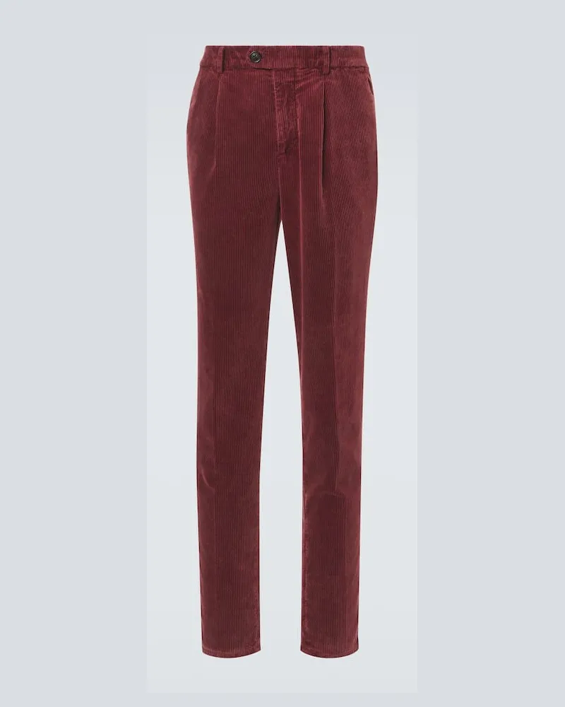 Brunello Cucinelli Schmale Hose aus Baumwoll-Cord Rot