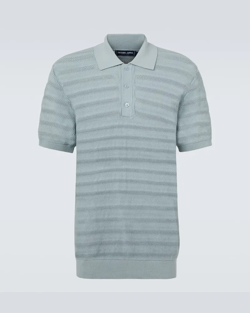 Frescobol Carioca Polohemd Vidal aus Baumwoll-Jacquard Blau