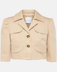 Patou Cropped-Jacke aus Baumwoll-Gabardine Beige