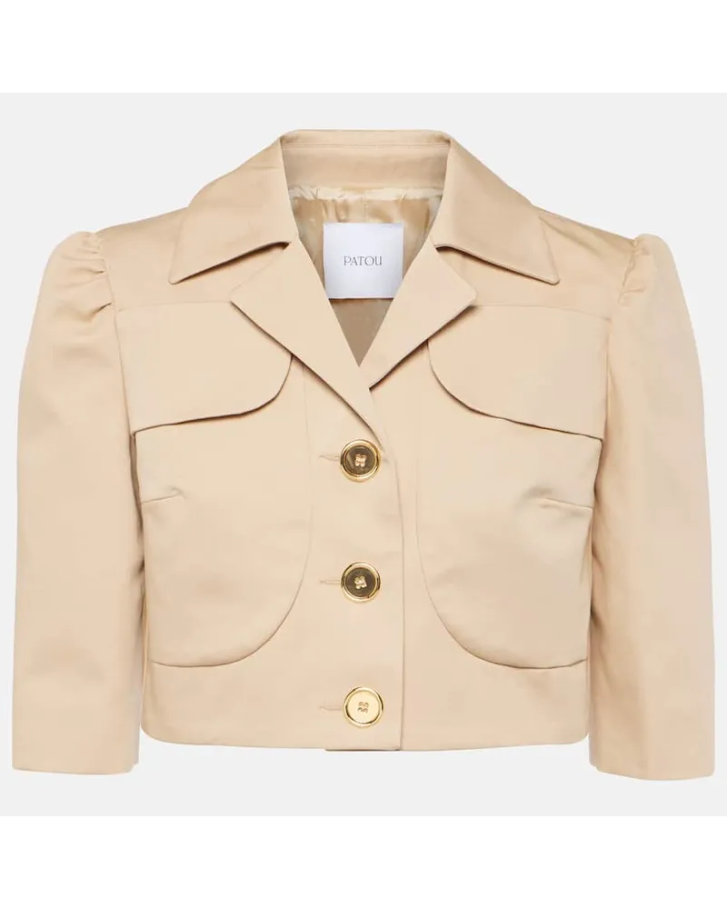 Patou Cropped-Jacke aus Baumwoll-Gabardine Beige