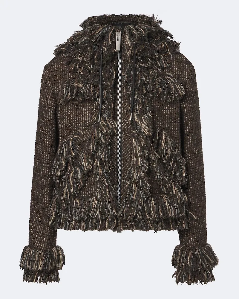 Sacai Tweed-Jacke aus einem Wollgemisch Braun