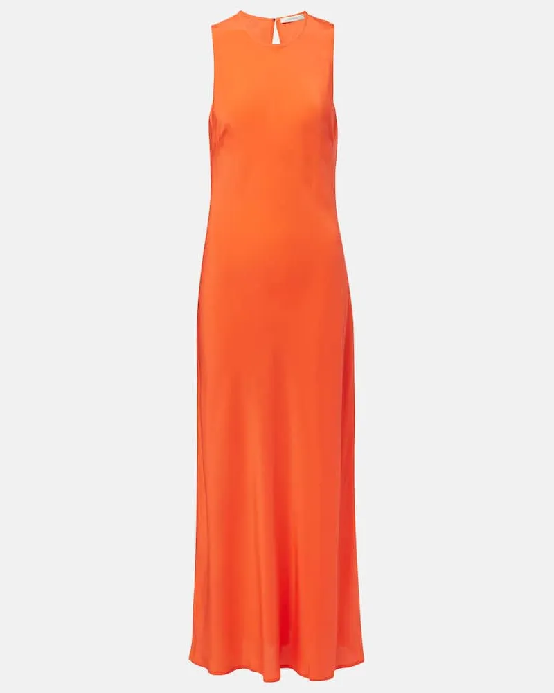 ASCENO Maxikleid Valencia aus Seide Rot