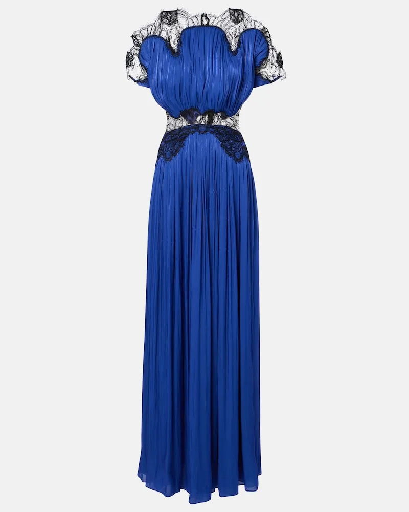 COSTARELLOS Robe aus Lurex-Georgette mit Spitze Blau