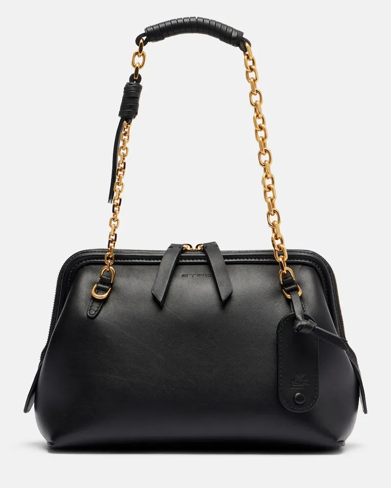 Etro Schultertasche Vela Medium aus Leder Schwarz