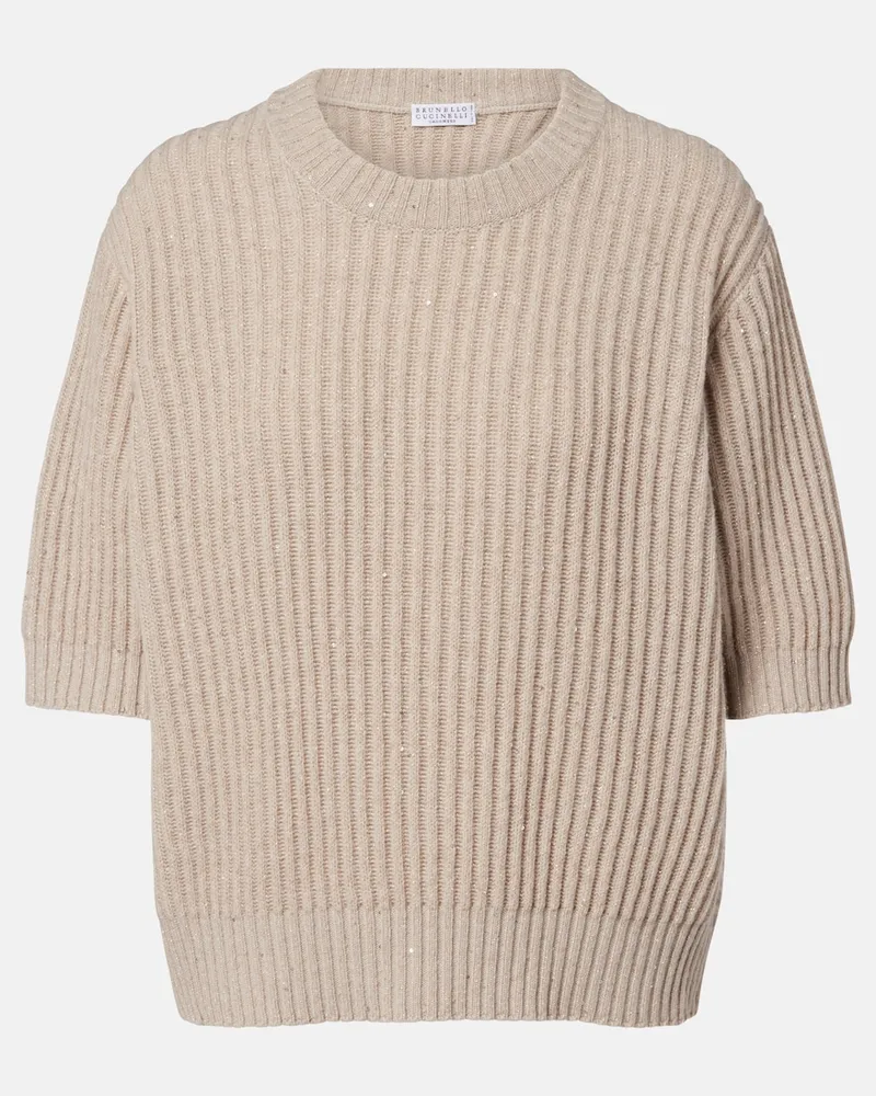Brunello Cucinelli Pullover mit Pailletten Beige