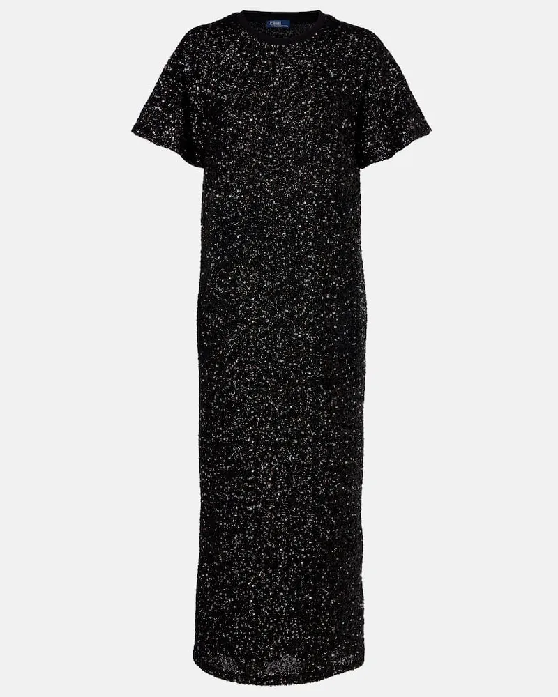 Ralph Lauren Maxikleid mit Pailletten Schwarz