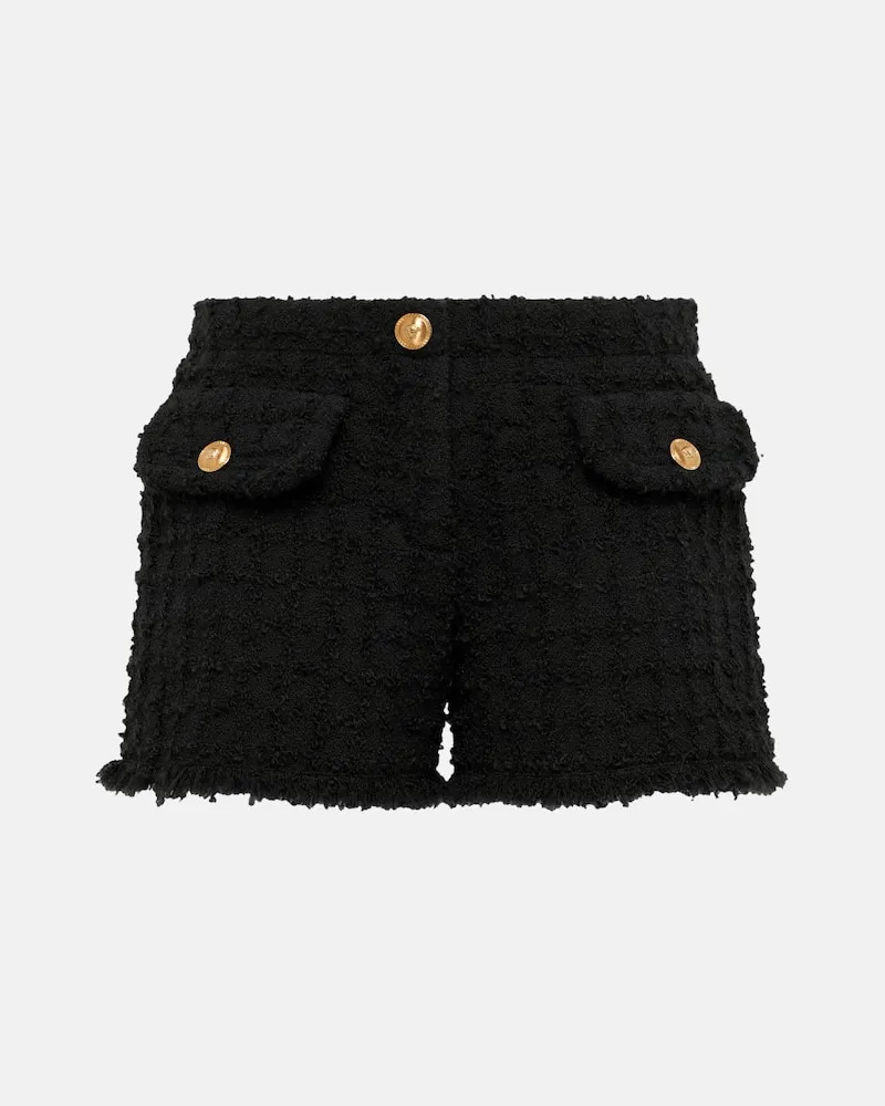 Versace Shorts Heritage aus Tweed Schwarz