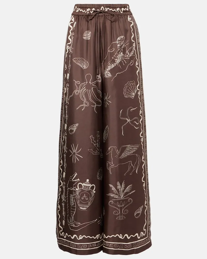 ALEMAIS Alémais Weite Hose Sammy aus Seide Braun