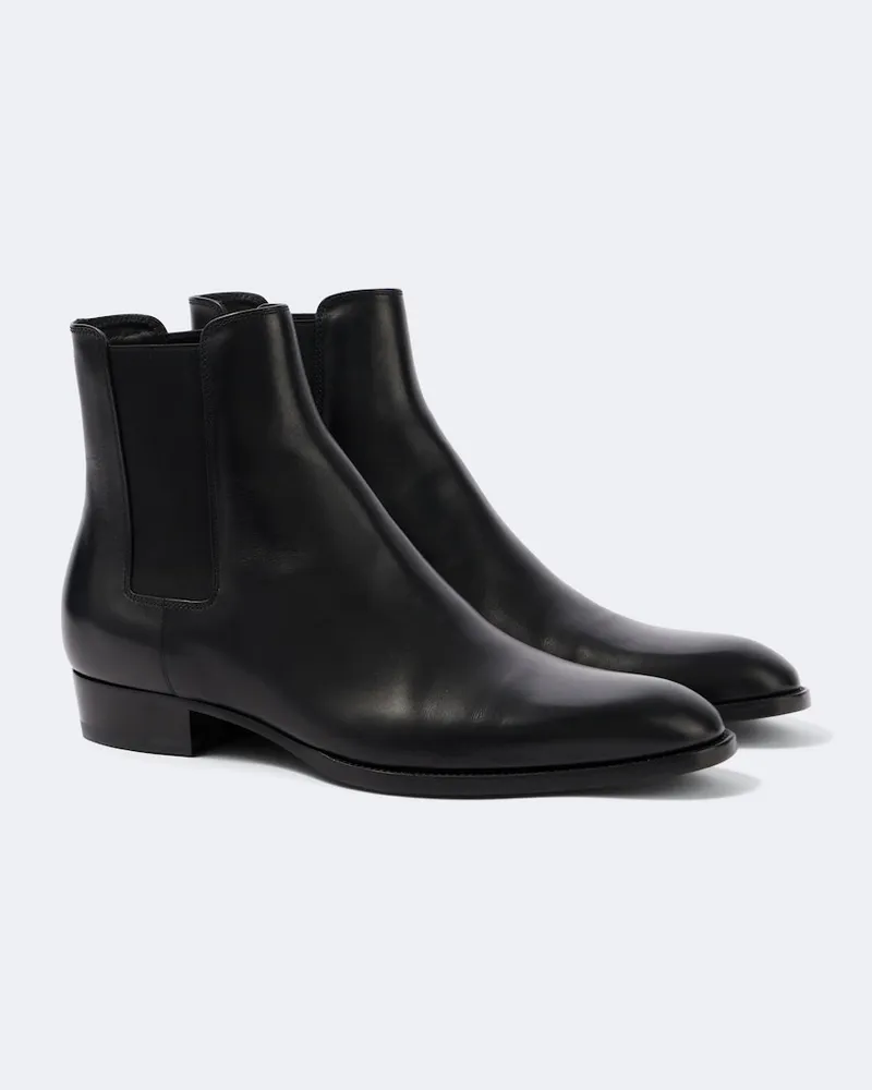 Saint Laurent Chelsea Boots Wyatt aus Leder Schwarz