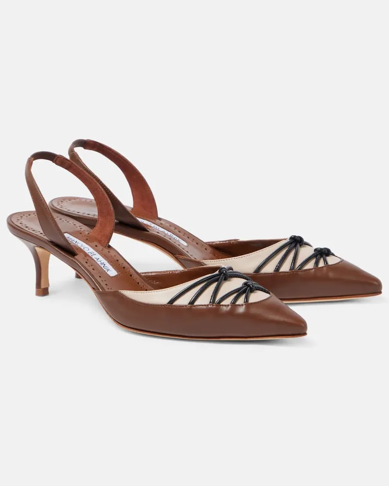 Manolo Blahnik Slingback-Pumps Maretsli 50 aus Leder Braun