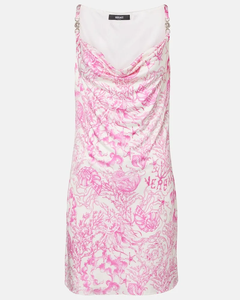 Versace Minikleid Underwater Barocco aus Satin Rosa