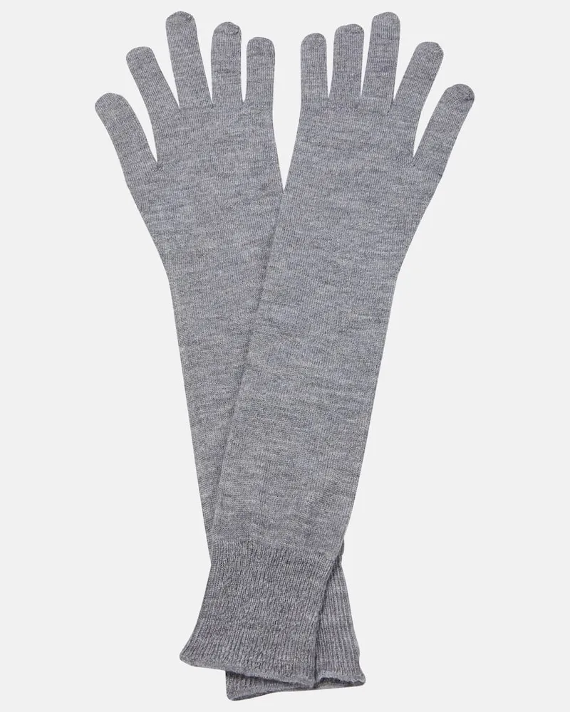 Alaïa Alaia Handschuhe aus Kaschmir und Seide Grau