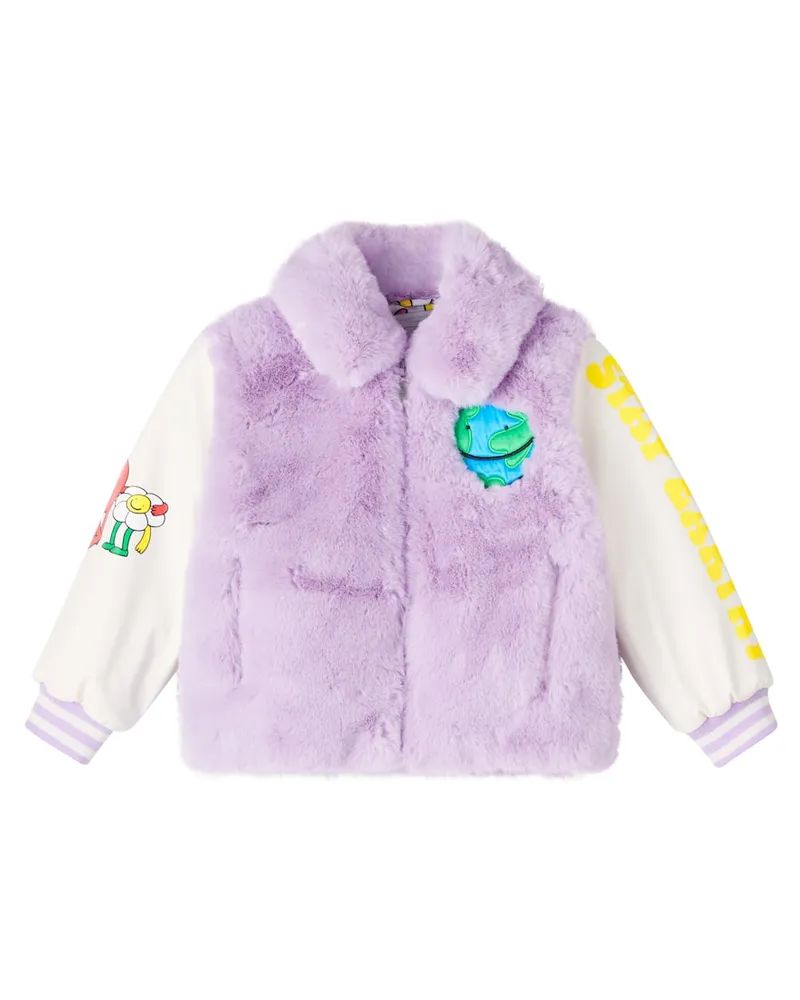 Stella McCartney Kids Collegejacke mit Faux Fur Multicolor