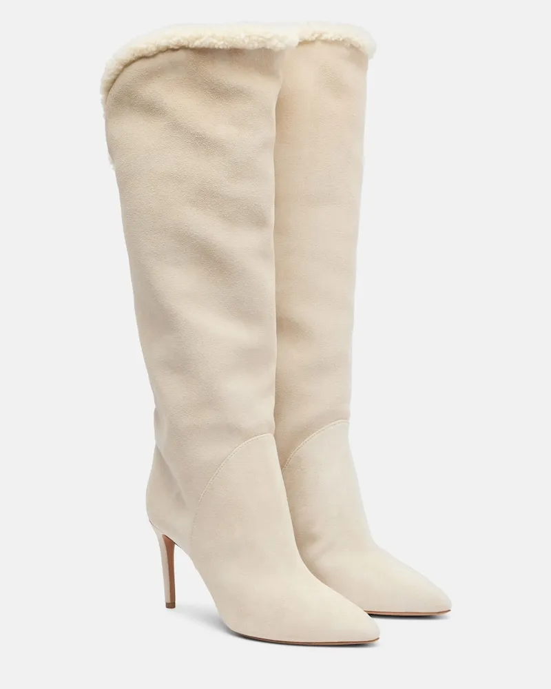 Paris Texas Stiefel Gaia 85 aus Veloursleder Weiß