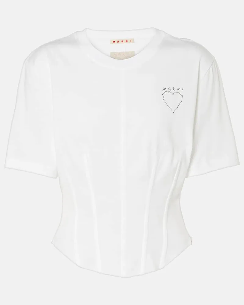 Marni Besticktes Bustier-Top aus Baumwolle Weiß