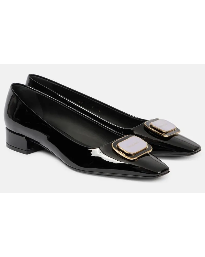 Ferragamo Ballerinas Venera aus Lackleder Schwarz