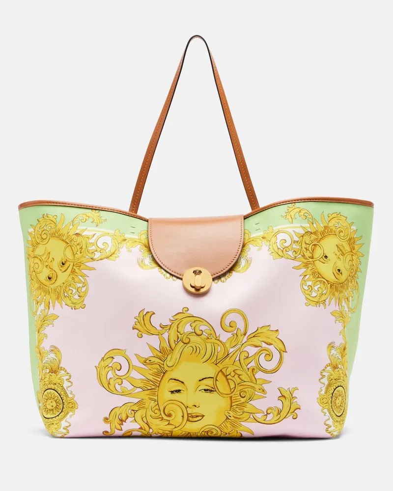 Versace Bedruckte Tote Bag Large aus Canvas Rosa