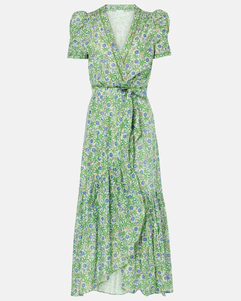 Poupette St Barth Bedrucktes Wickelkleid Baba aus Baumwolle Blau