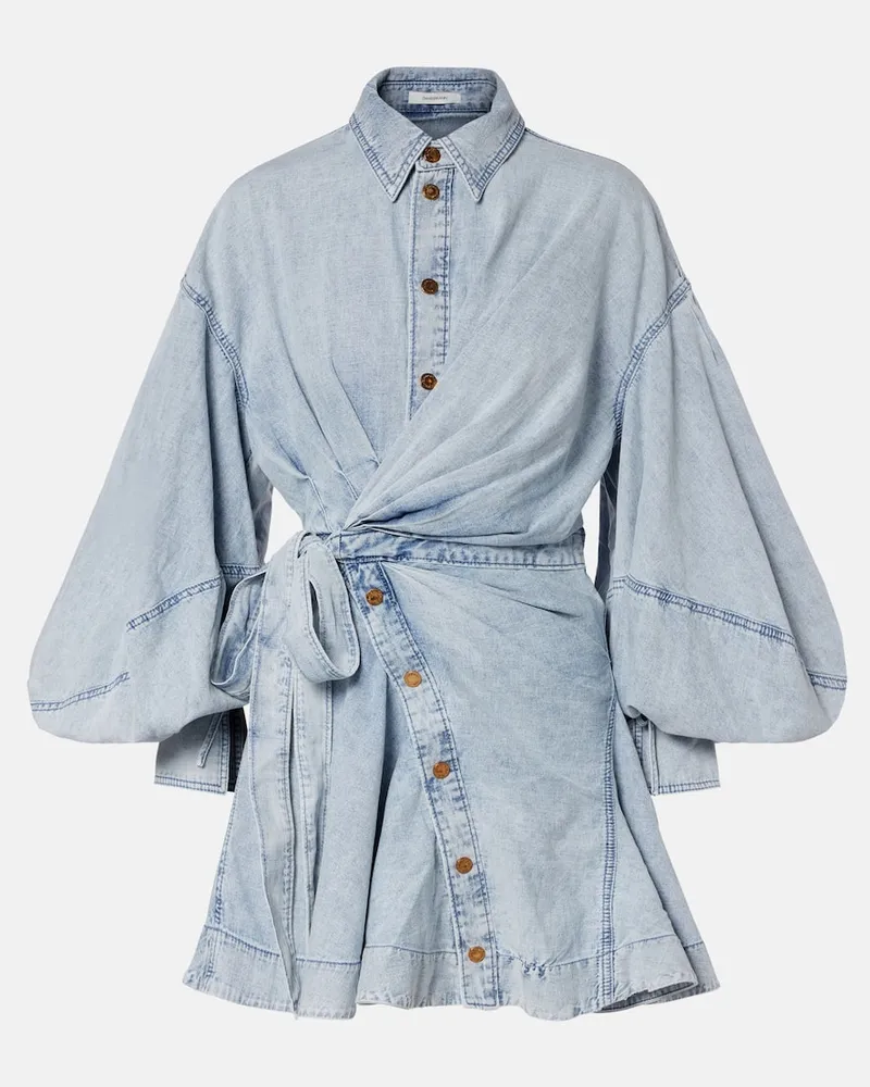 Zimmermann Minikleid Rebellion aus Denim Blau