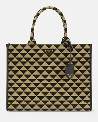 Prada Tote Symbole aus Jacquard Schwarz