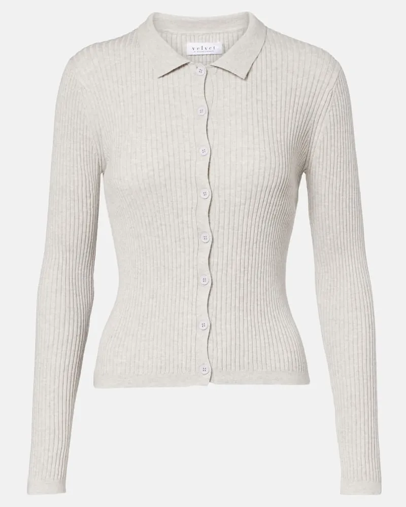 Velvet Cardigan Nikki aus Baumwolle und Kaschmir Grau