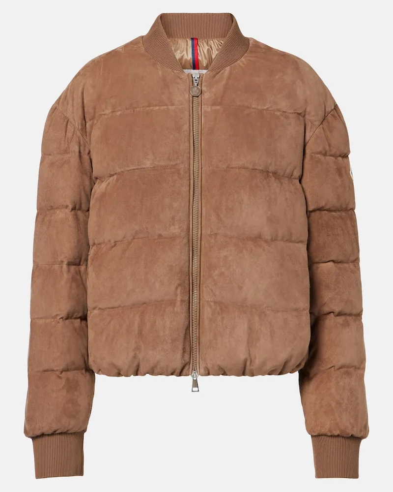 Moncler Daunenjacke Pollet aus Veloursleder Braun