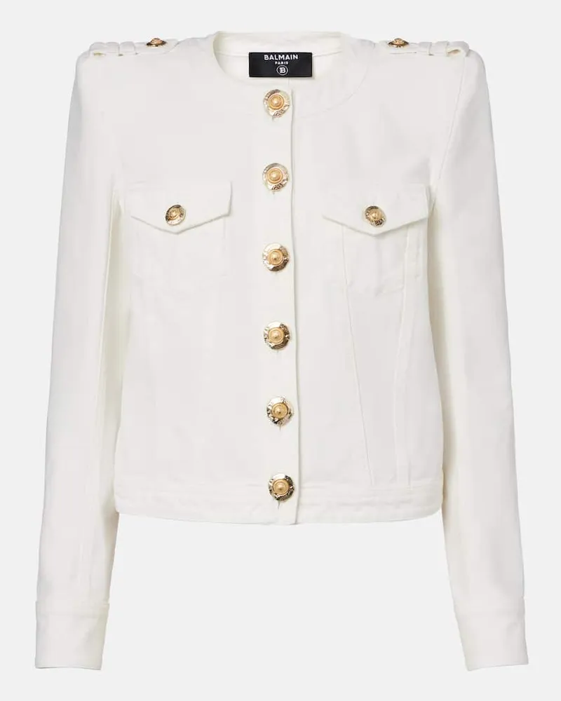 Balmain Jacke aus Baumwoll-Canvas Weiß