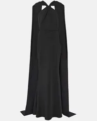 Safiyaa Robe Lilien aus Crepe Schwarz