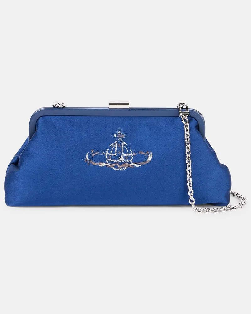 Vivienne Westwood Bestickte Clutch Dorothy aus Satin Blau