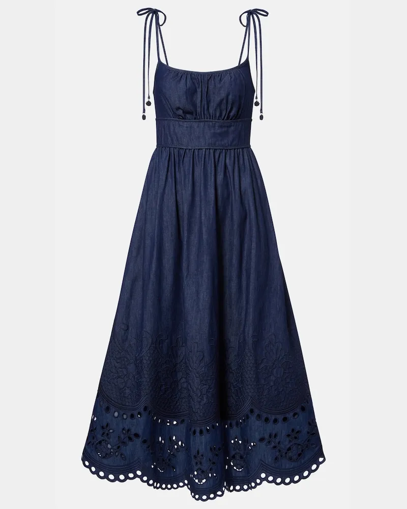 Zimmermann Midikleid Mahon aus Denim Blau