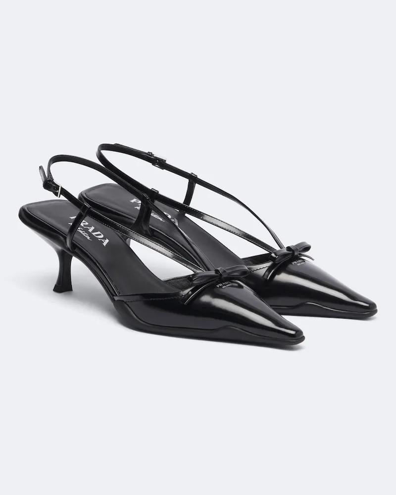 Prada Slingback-Pumps aus Leder Schwarz