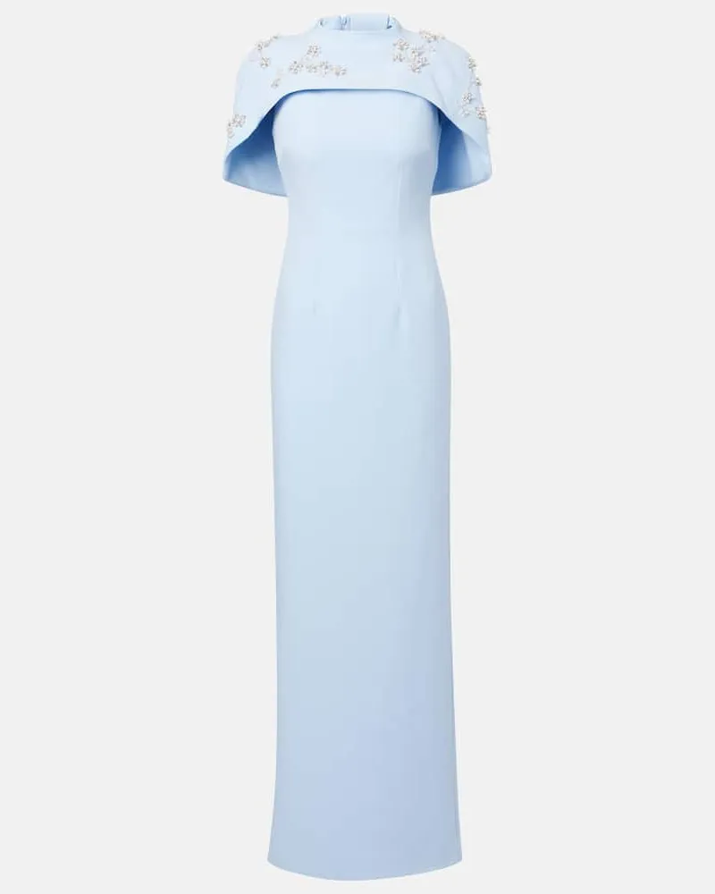 Safiyaa Robe mit Kristallen und Zierperlen Blau