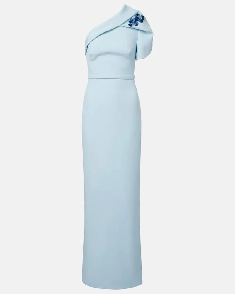 Safiyaa One-Shoulder-Robe aus Crêpe Blau