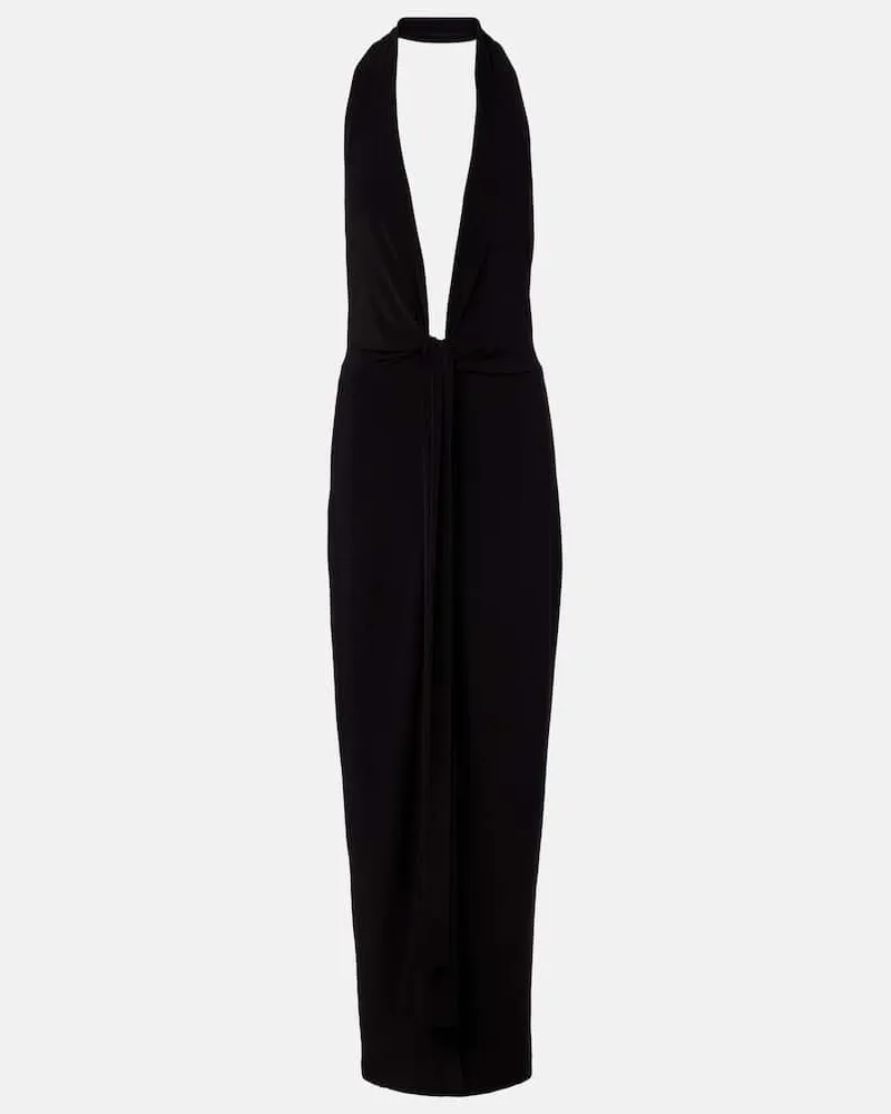 Norma Kamali Midikleid aus Samt Schwarz