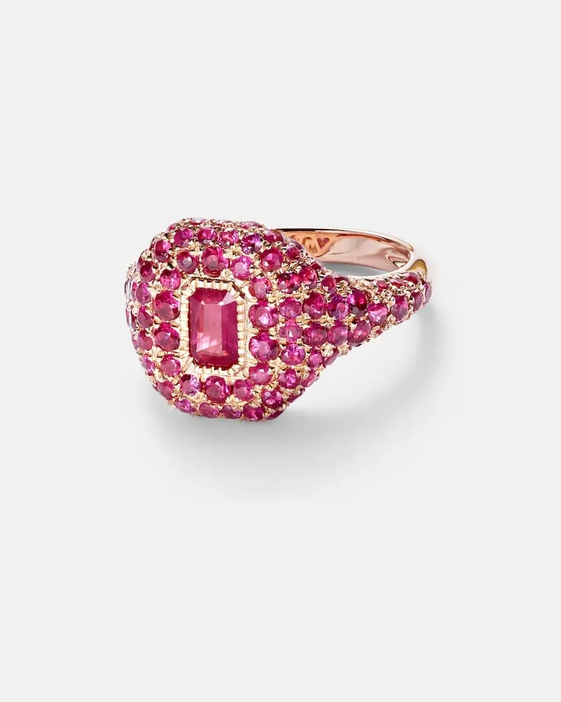 SHAY Pinky Ring aus 18kt Roségold mit Rubinen Gold