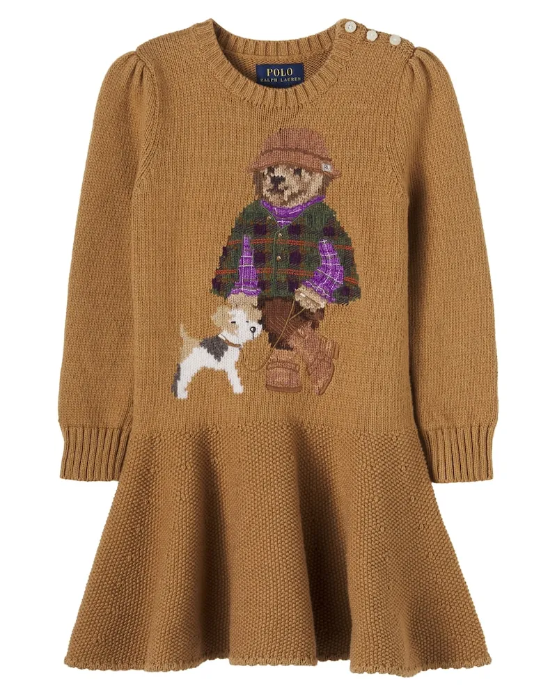 Ralph Lauren Kleid Polo Bear aus Strick Braun