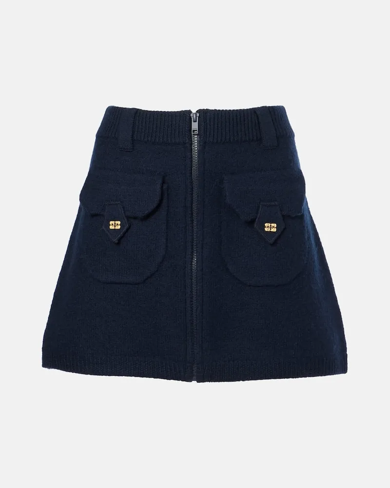 Ganni Minirock aus Wolle Blau