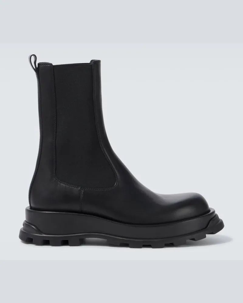 Jil Sander Chelsea Boots aus Leder Schwarz
