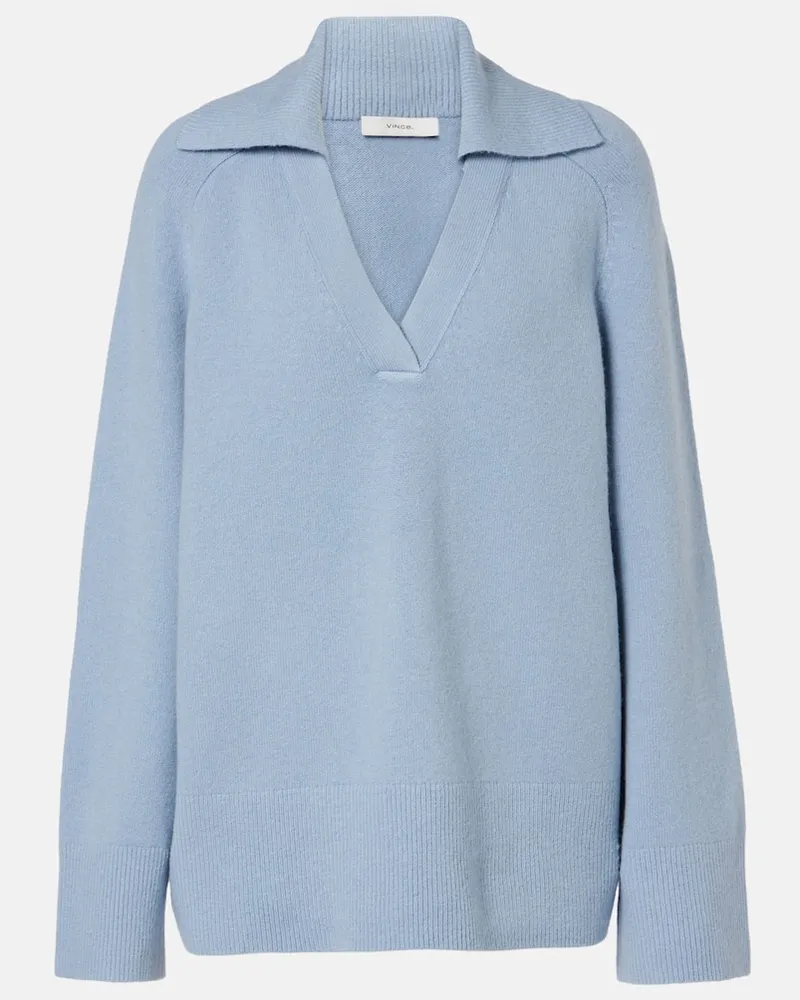 Vince Polopullover aus einem Wollgemisch Blau