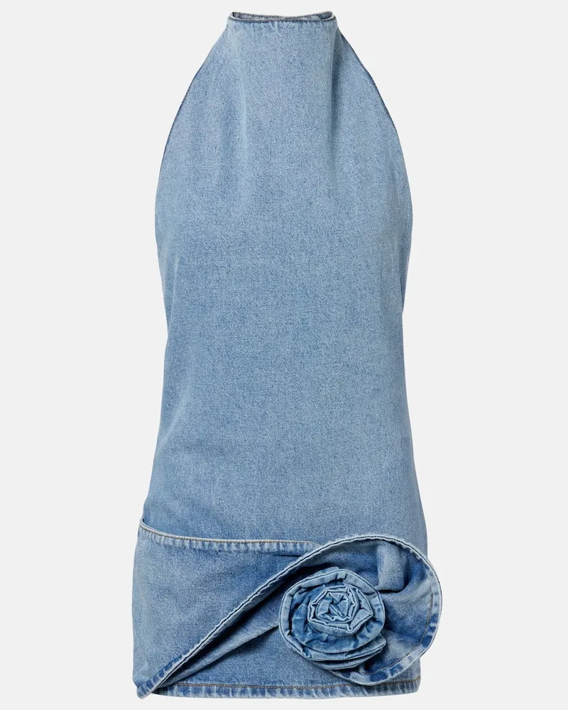 Magda Butrym Verziertes Minikleid aus Denim Blau