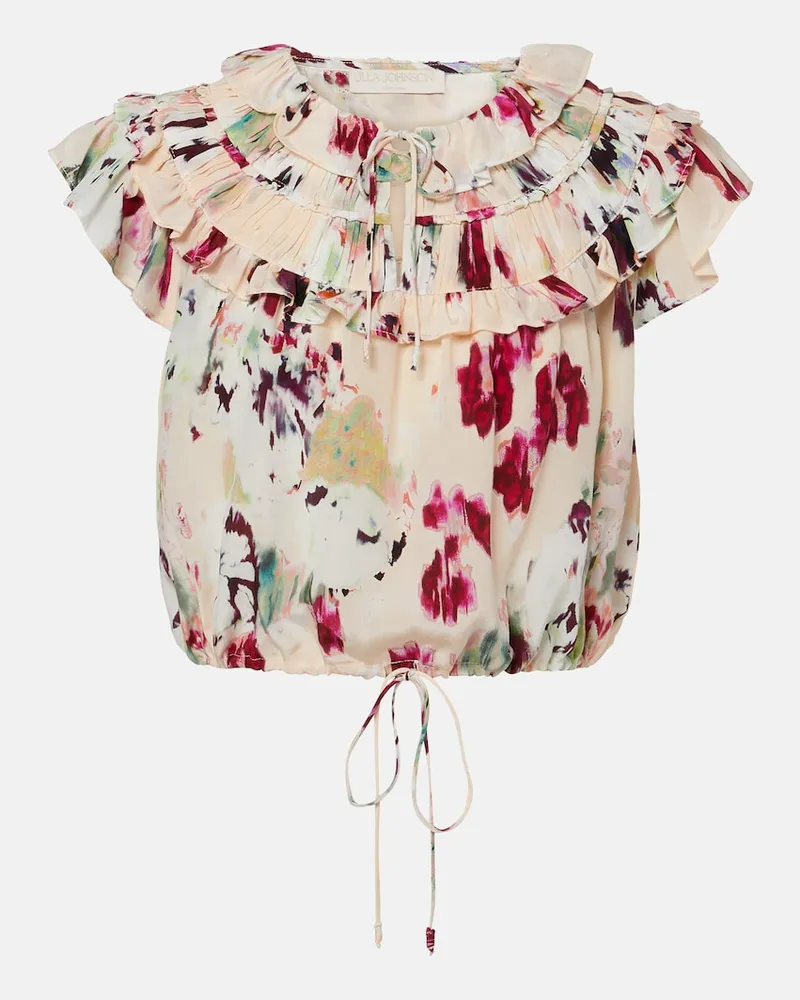 Ulla Johnson Cropped-Top Eleonore aus Crêpe de Chine aus Seide Rosa