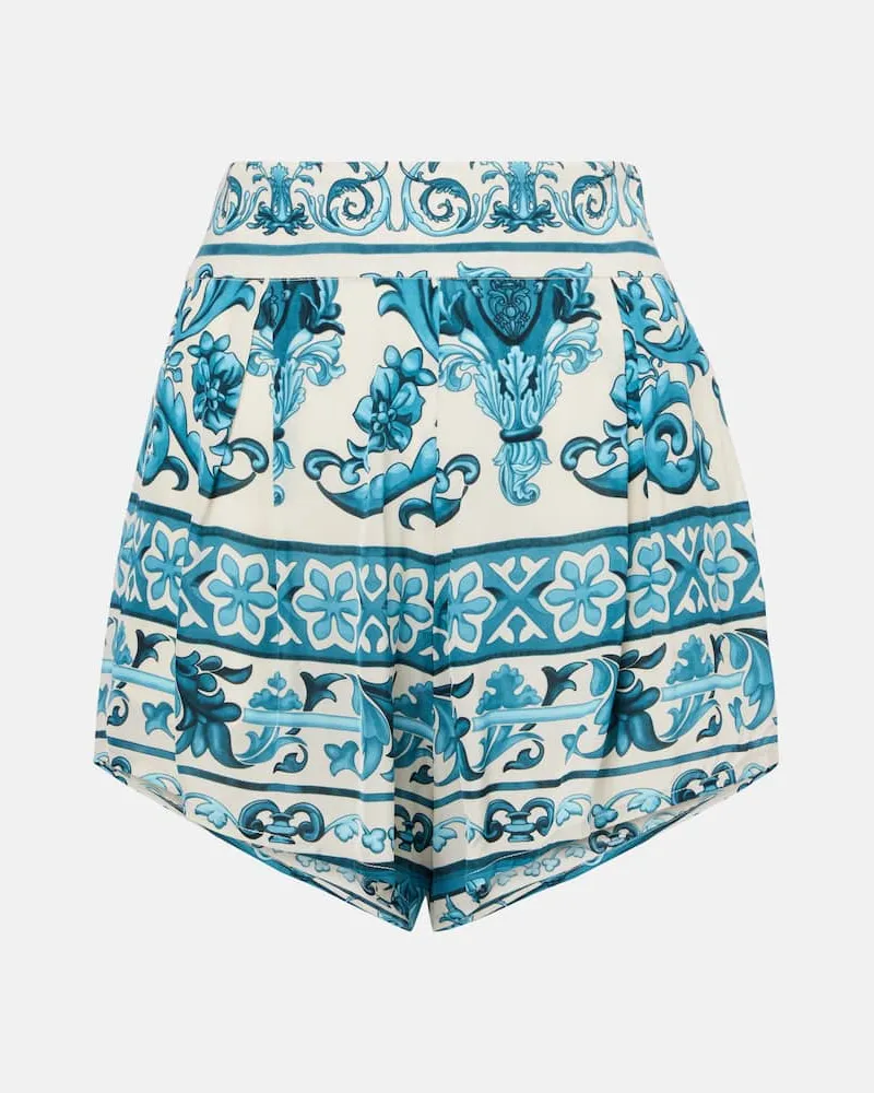 Adriana Degreas Bedruckte High-Rise Shorts Blau