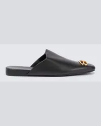 Balenciaga Slippers Cosy BB aus Leder Schwarz